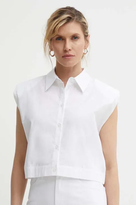 Хлопковая рубашка Gestuz женская цвет белый regular классический воротник 10909111