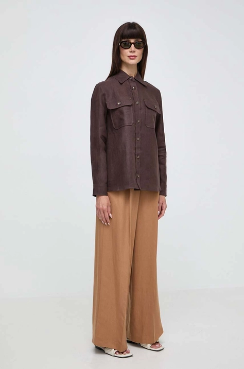 Weekend Max Mara len ing galléros, barna, regular, 2415111013600