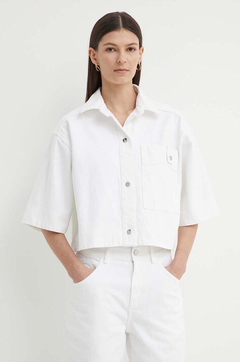 AERON geacă din denim CATANIA femei, culoarea alb, de tranziție, oversized, AW24SSSH159451