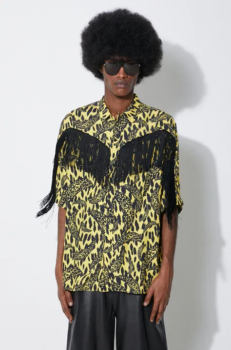 Košulja Fiorucci Banimalier Print Fringed Shirt za muškarce, boja: žuta, regular, M01FPTSH054VI01YW02