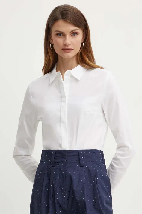 Košile BOSS dámská, béžová barva, regular, s klasickým límcem, 50490772