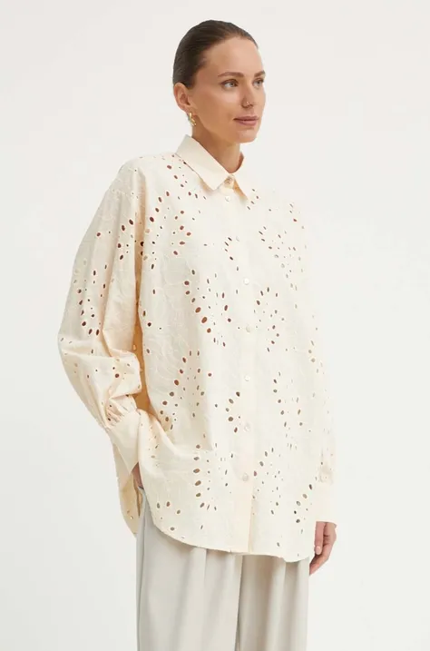 Бавовняна сорочка Bruuns Bazaar ArgyreiaBBFelina жіноча колір бежевий relaxed класичний комір BBW3914