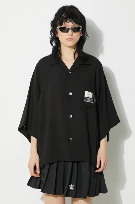 Košeľa Undercover dámska, čierna farba, voľný strih, s klasickým golierom, UC1D1401.2