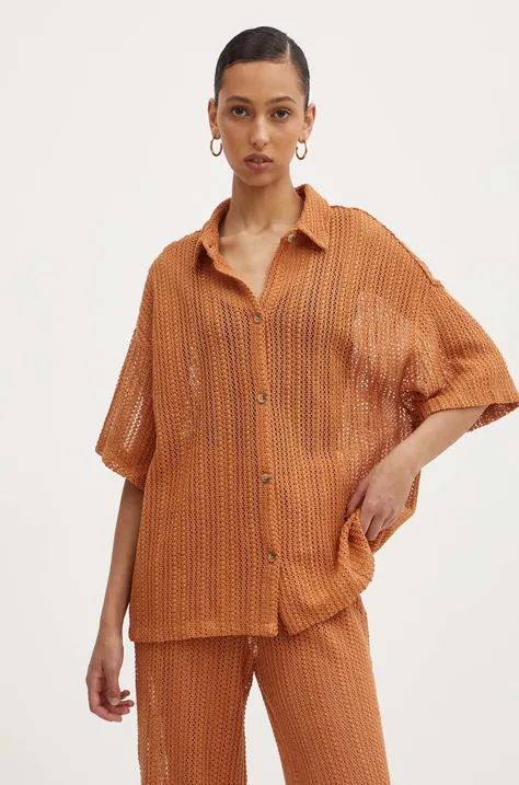 Košile Billabong LARGO dámská, oranžová barva, relaxed, s klasickým límcem, ABJX600225