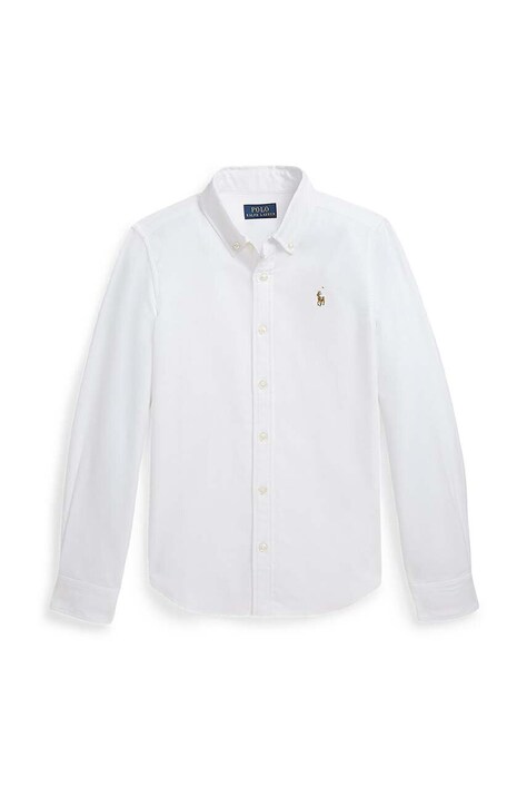 Dětská bavlněná košile Polo Ralph Lauren bílá barva