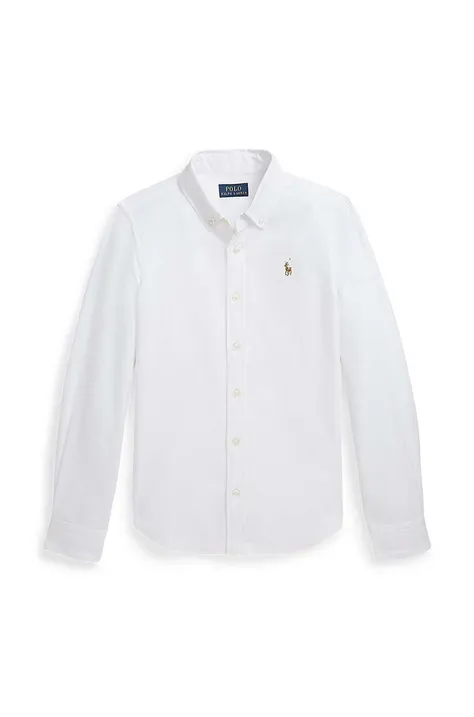 Detská bavlnená košeľa Polo Ralph Lauren biela farba
