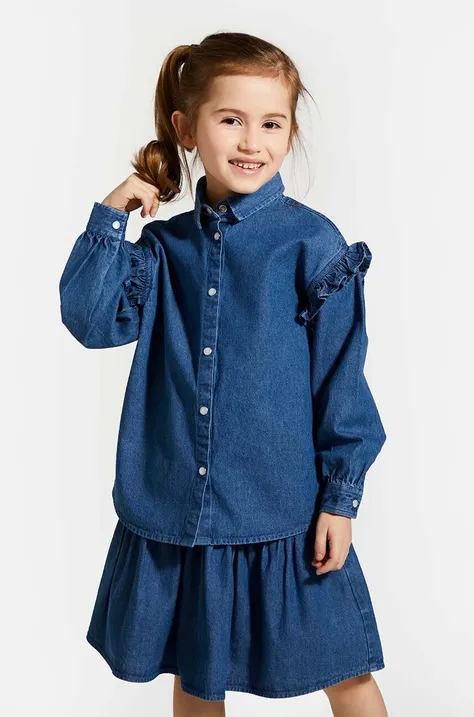 Детска дънкова риза Coccodrillo в синьо