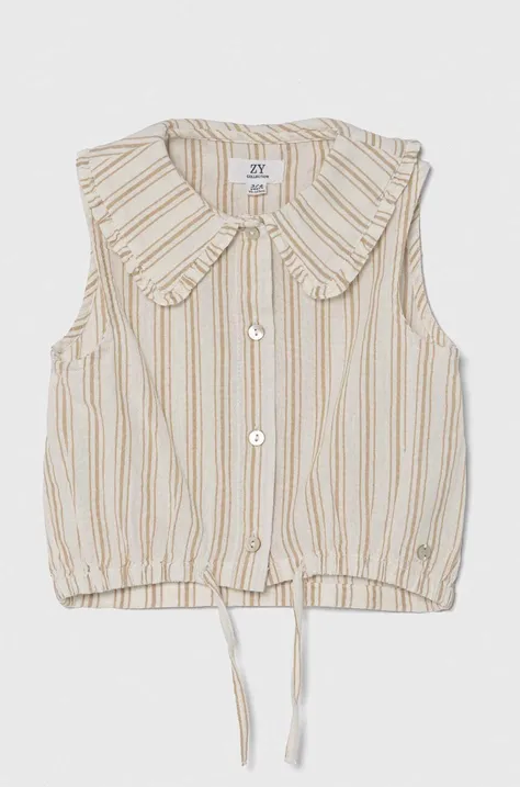 Παιδικό βαμβακερό πουκάμισο zippy χρώμα: μπεζ
