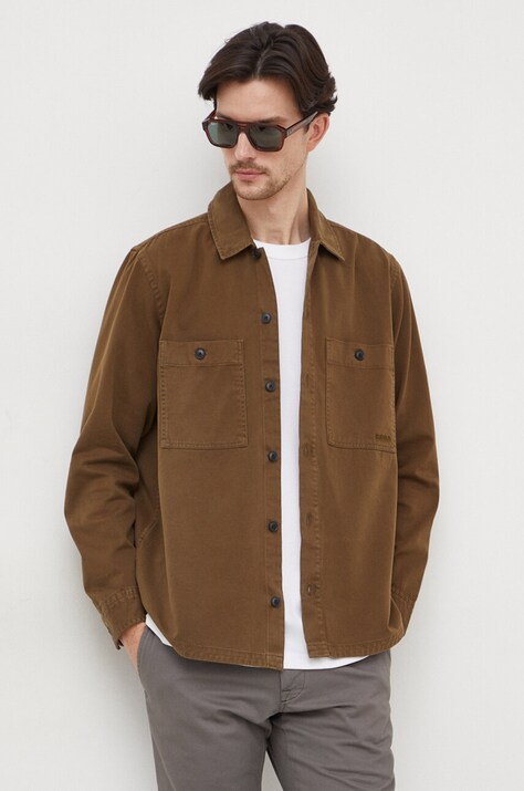 BOSS Orange cămașă din bumbac bărbați, culoarea verde, cu guler clasic, regular 50506734