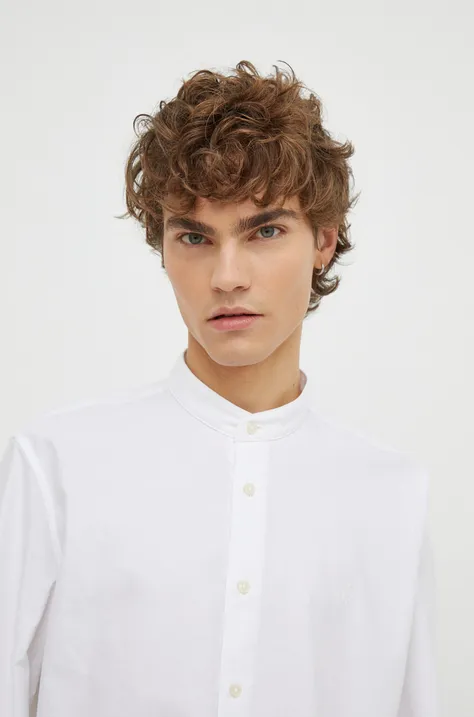 Памучна риза Marc O'Polo мъжка в бяло със стандартна кройка с права яка