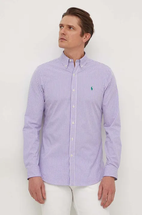 Polo Ralph Lauren cămașă bărbați, culoarea violet, cu guler button-down, slim 710929344