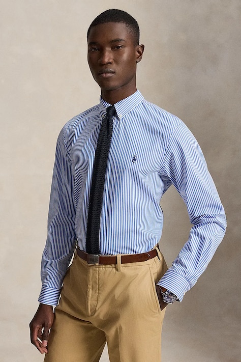 Polo Ralph Lauren košulja od pamuka s elastanom za muškarce plava prugice 710929344