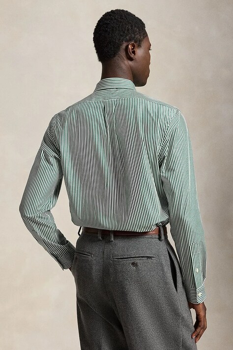 Polo Ralph Lauren Shirt cotton with elastane Men's green pinstriped 710929344