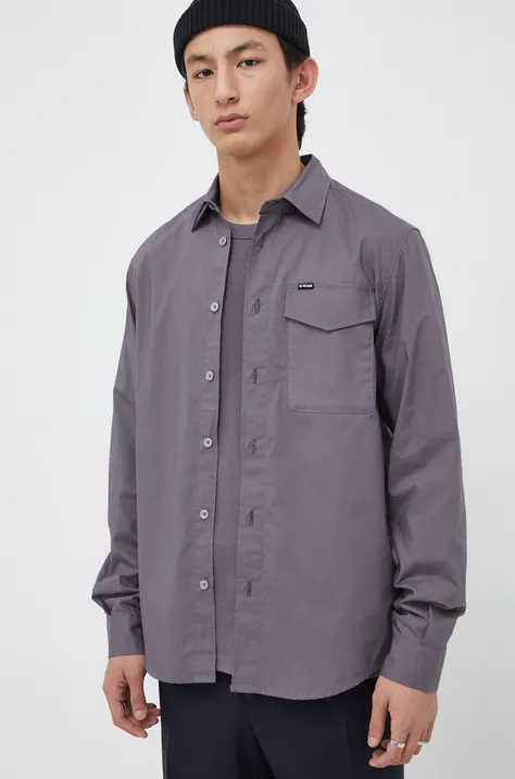 Košeľa G-Star Raw pánska, fialová farba, regular, s klasickým golierom