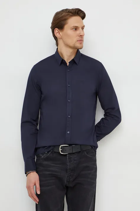 Calvin Klein cămașă bărbați, culoarea bleumarin, cu guler clasic, slim K10K110856