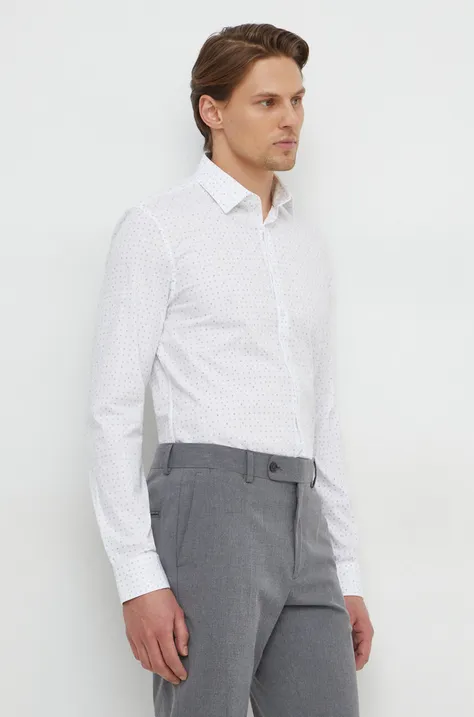 Calvin Klein cămașă bărbați, culoarea alb, cu guler clasic, slim K10K112298