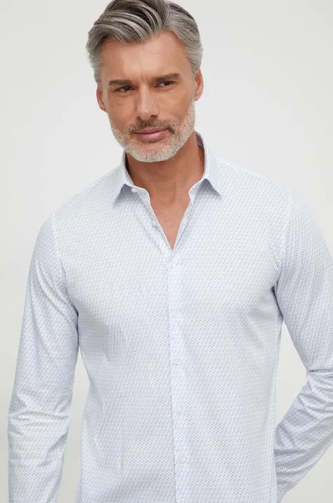 Košile Calvin Klein pánská, bílá barva, slim, s klasickým límcem, K10K112311