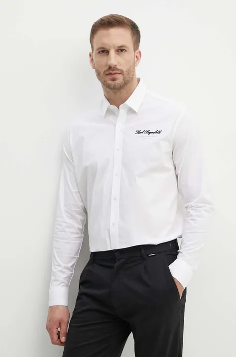 Рубашка Karl Lagerfeld мужская цвет белый regular классический воротник