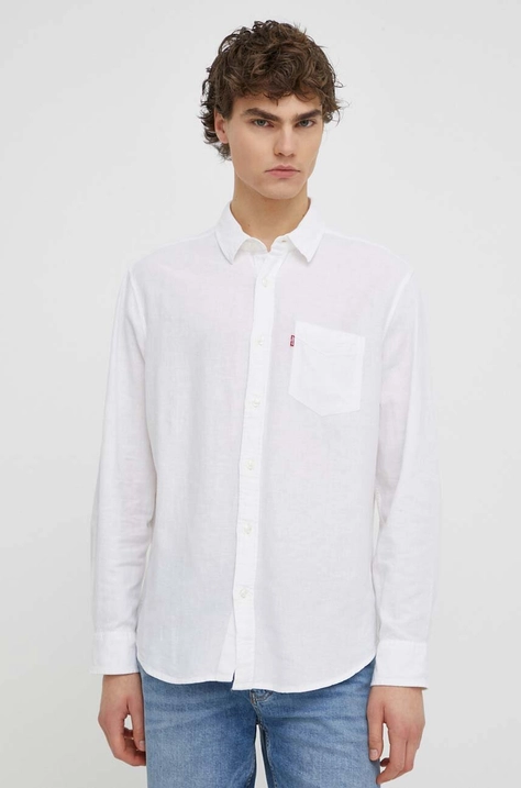 Levi's camicia in cotone uomo colore bianco