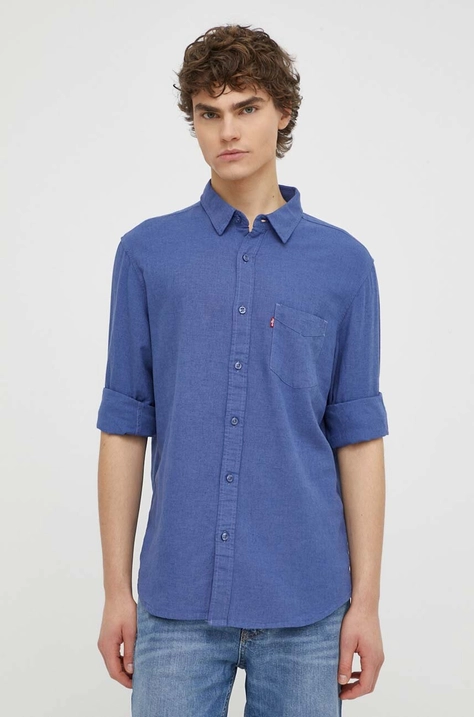 Levi's camicia in cotone uomo colore blu