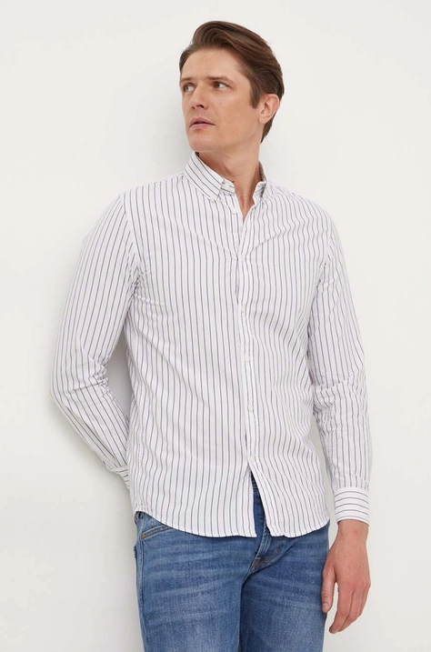 Pepe Jeans koszula bawełniana PETER męska kolor biały regular z kołnierzykiem button-down PM308269