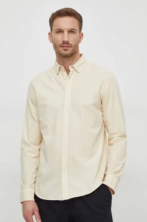 Bavlněná košile Pepe Jeans béžová barva, regular, s límečkem button-down