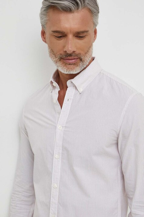 Pepe Jeans camasa din bumbac barbati, culoarea alb, cu guler button-down, regular