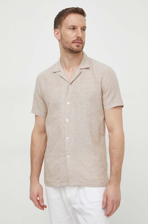 Lanena košulja Lindbergh boja: bež, relaxed