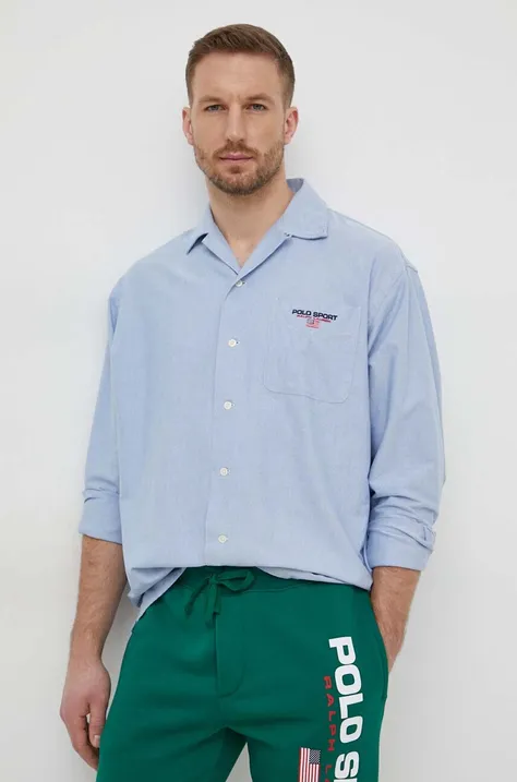 Bavlnená košeľa Polo Ralph Lauren pánska, voľný strih, s klasickým golierom, 710939158