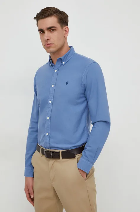 Pamučna košulja Polo Ralph Lauren za muškarce, slim, s button-down ovratnikom
