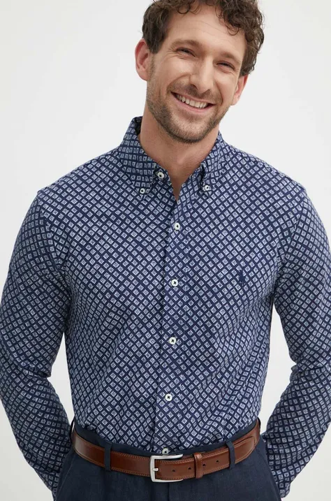 Хлопковая рубашка Polo Ralph Lauren мужская цвет синий regular воротник button-down 710935985