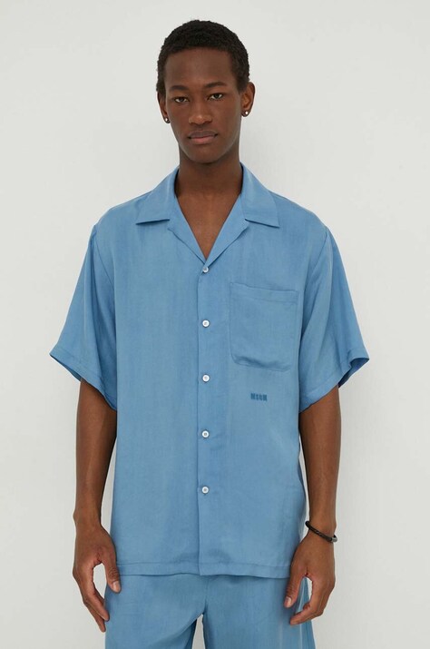 Сорочка MSGM — SS24-KDM07T, блакитний — фото 4