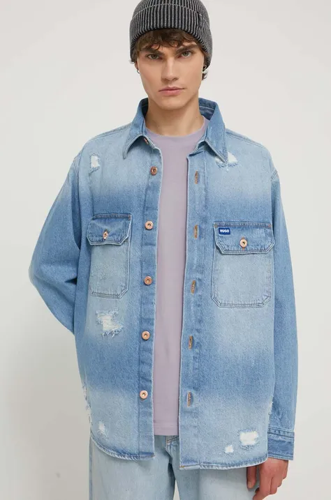 Hugo Blue kurtka jeansowa męska kolor niebieski przejściowa 50513856