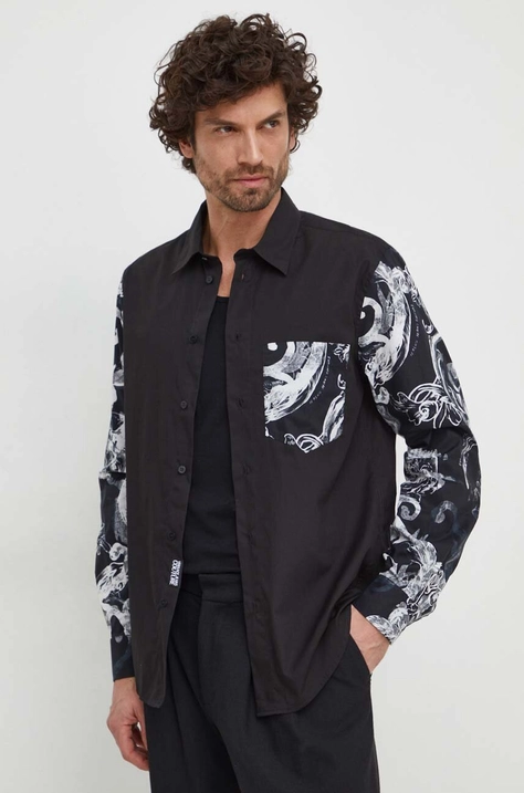 Versace Jeans Couture camicia in cotone uomo colore nero