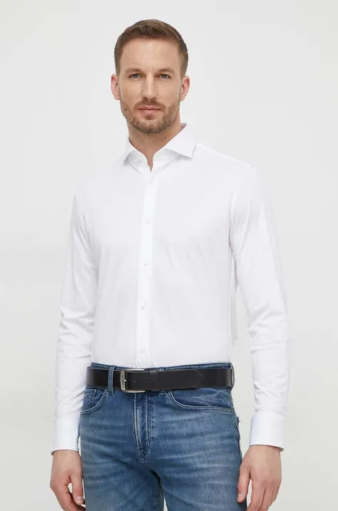 Košeľa BOSS pánska,biela farba,slim,s talianskym golierom,50503533