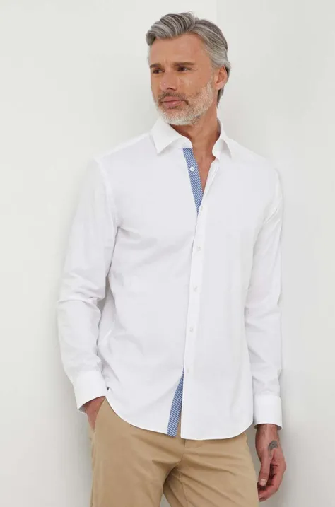 Košile BOSS pánská, bílá barva, slim, s klasickým límcem, 50512824