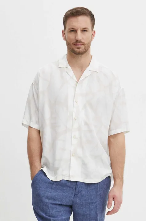 Košulja BOSS za muškarce, boja: bijela, relaxed, 50514443
