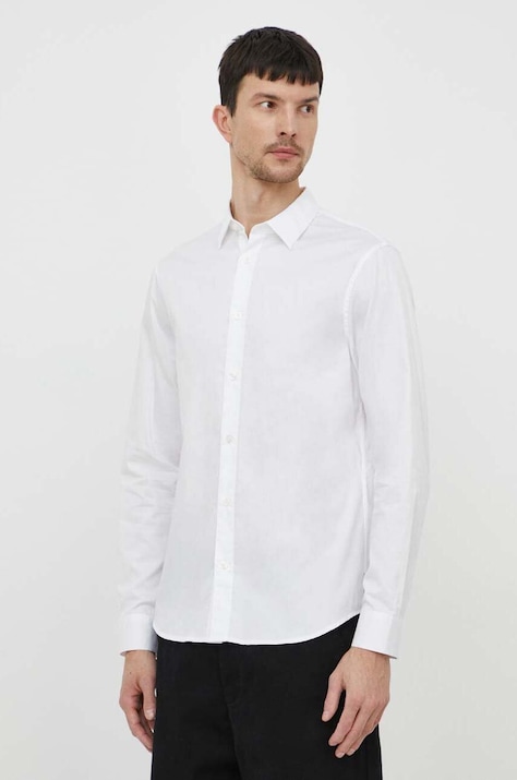 Хлопковая рубашка Armani Exchange мужская цвет белый regular классический воротник