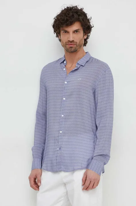 Košulja Armani Exchange za muškarce, boja: ljubičasta, regular, s klasičnim ovratnikom