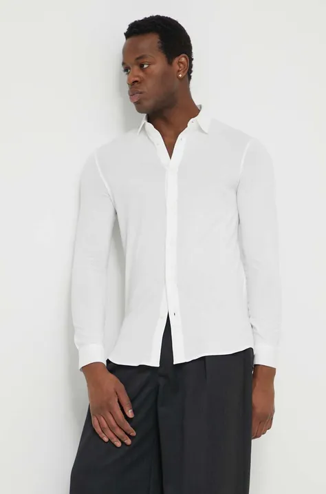 Pamučna košulja Armani Exchange za muškarce, boja: bijela, regular, s klasičnim ovratnikom