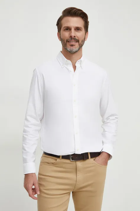 Bavlněná košile United Colors of Benetton bílá barva, regular, s límečkem button-down