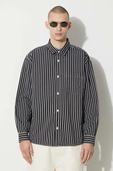 Хлопковая рубашка Carhartt WIP Longsleeve Ligety Shirt мужская цвет чёрный relaxed классический воротник I032901.1XTXX