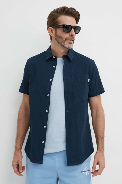 Košile Pepe Jeans PYKE pánská, tmavomodrá barva, regular, s klasickým límcem, PM308495