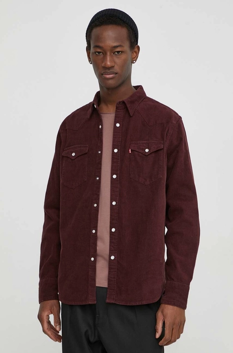 Levi's camicia in cotone uomo colore granata