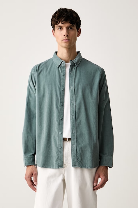 Levi's košulja za muškarce s lanom AUTHENTIC BUTTON DOWN tirkizna bez uzorka A7210