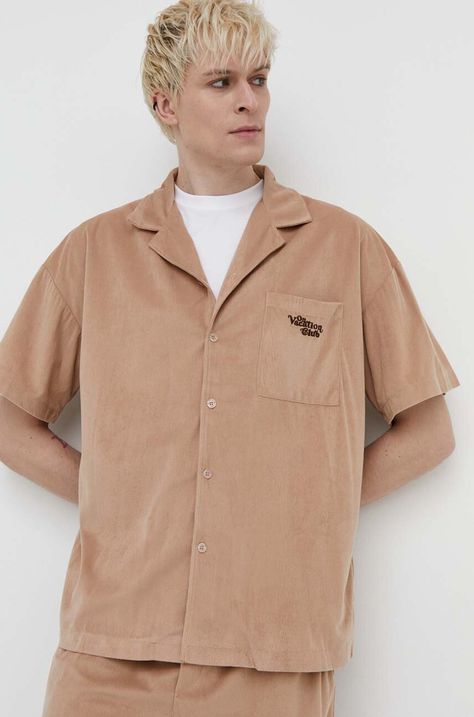 Πουκάμισο On Vacation Corduroy Corduroy χρώμα: μπεζ, OVC SH11 OVC SH11