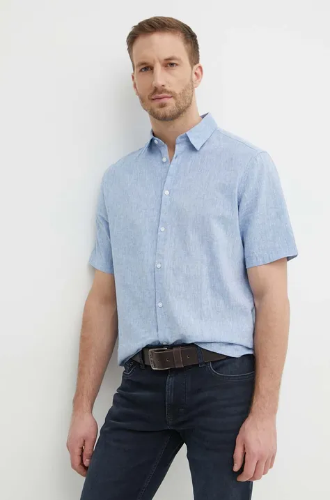 Sisley camicia di lino colore blu