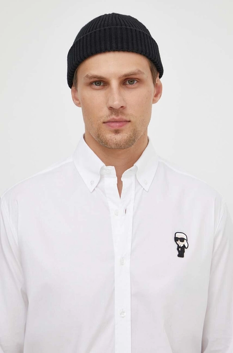 Košeľa Karl Lagerfeld pánska,biela farba,regular,s golierom button-down,542600.605911