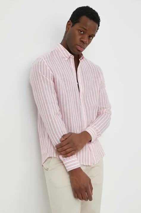 Льняная рубашка Michael Kors цвет розовый regular воротник button-down