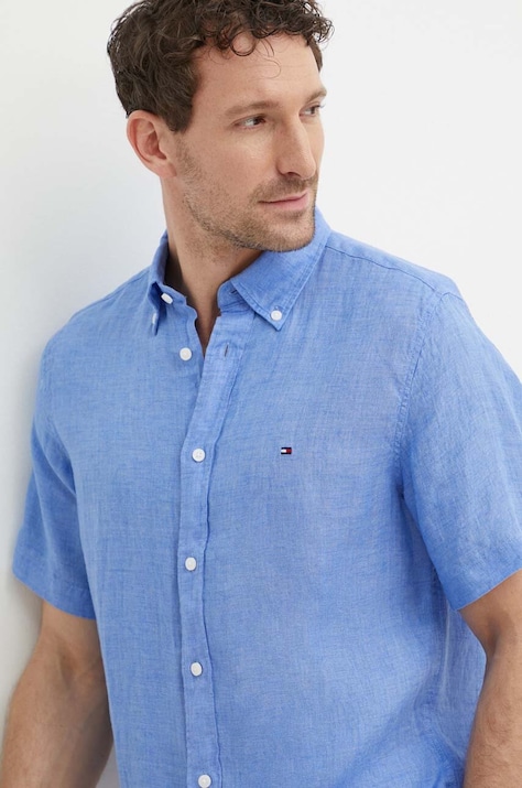 Сорочка з льону Tommy Hilfiger regular комір button-down MW0MW35207